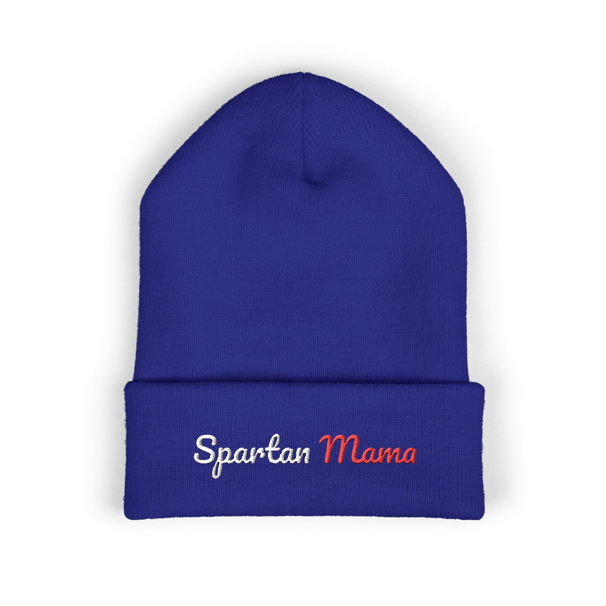 Spartan Mama Embroidered Cuffed Beanie – Cozy Winter Hat for Proud Moms