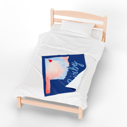 Bixby OK Watercolor Velveteen Plush Blanket