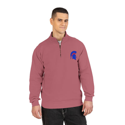Spartan Blue Helmet Quarter-Zip Comfort Colors Pullover