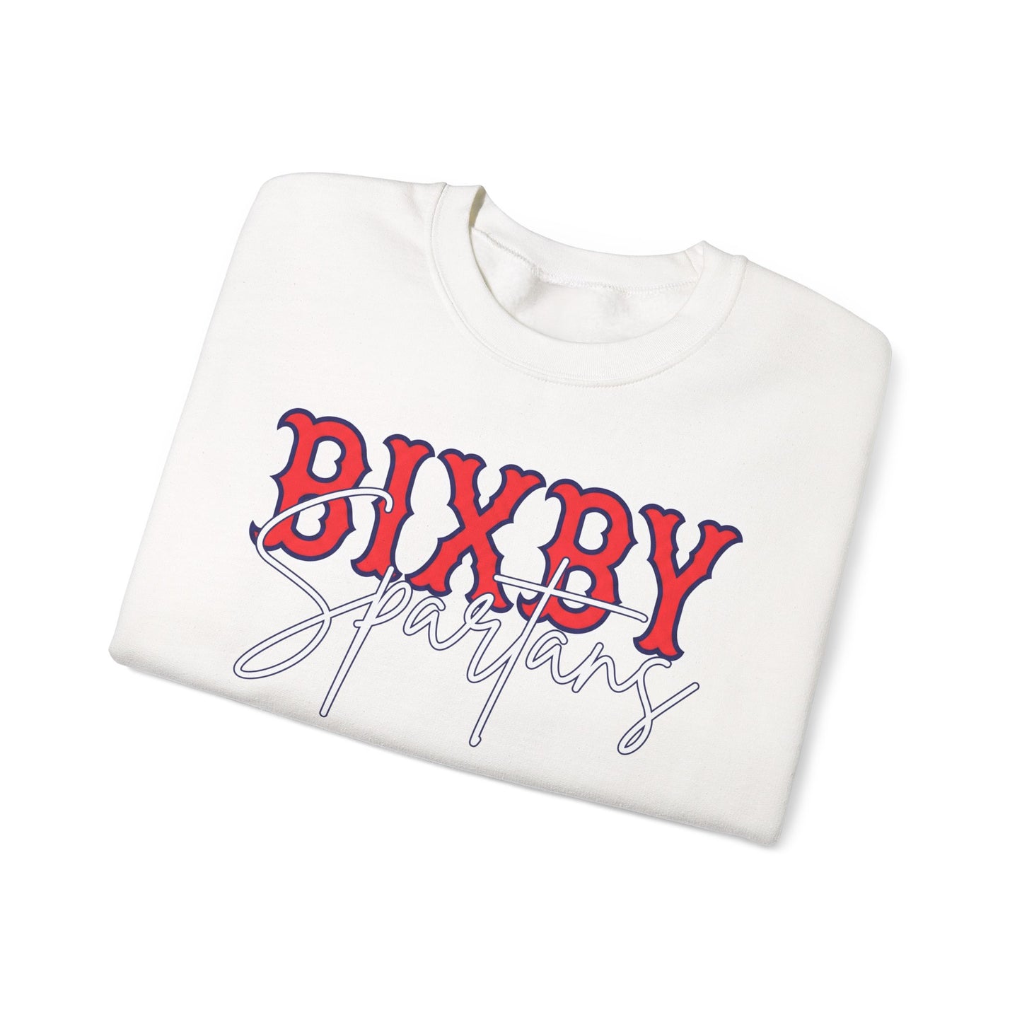 Bixby Spartans Cursive Print Gildan Sweatshirt