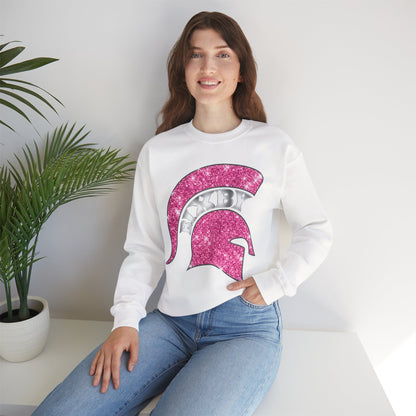 Bixby Spartan Pink Helmet Bling Gildan Sweatshirt