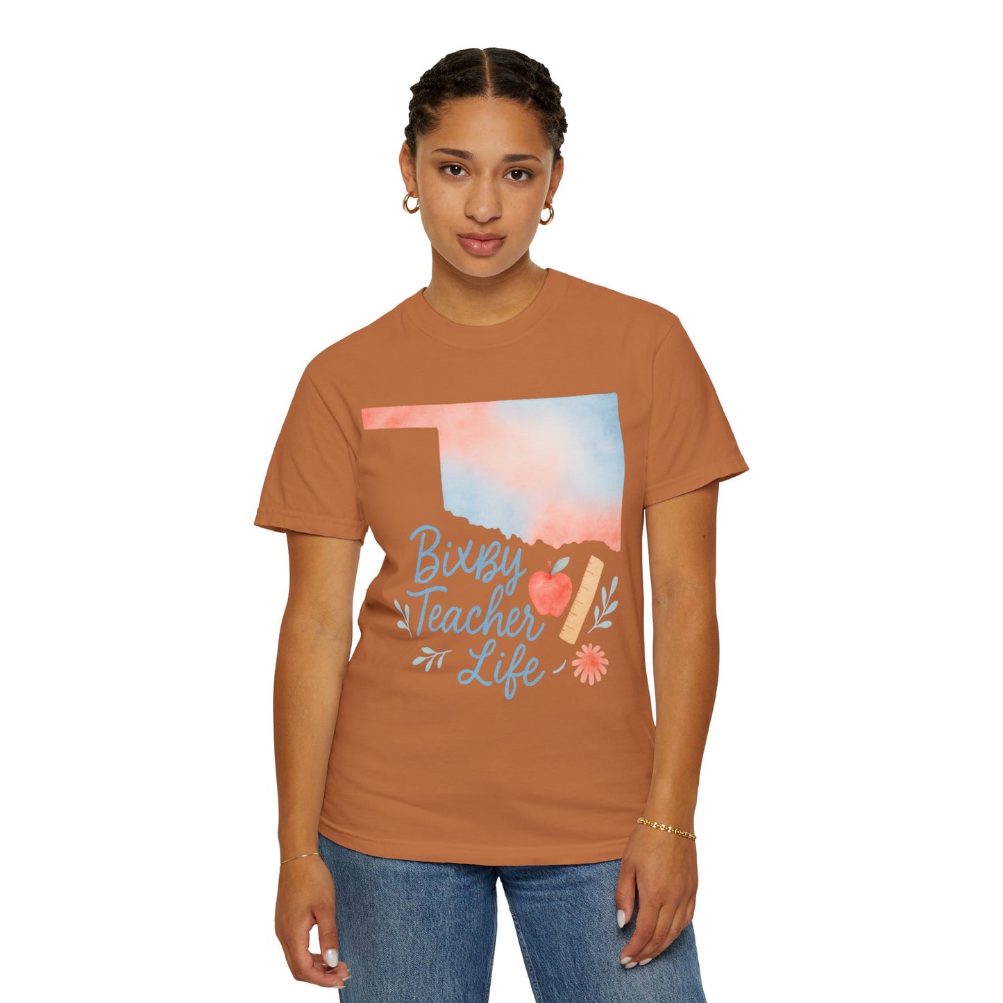 Teacher Life Bixby OK Watercolor Comfort Colors Tee