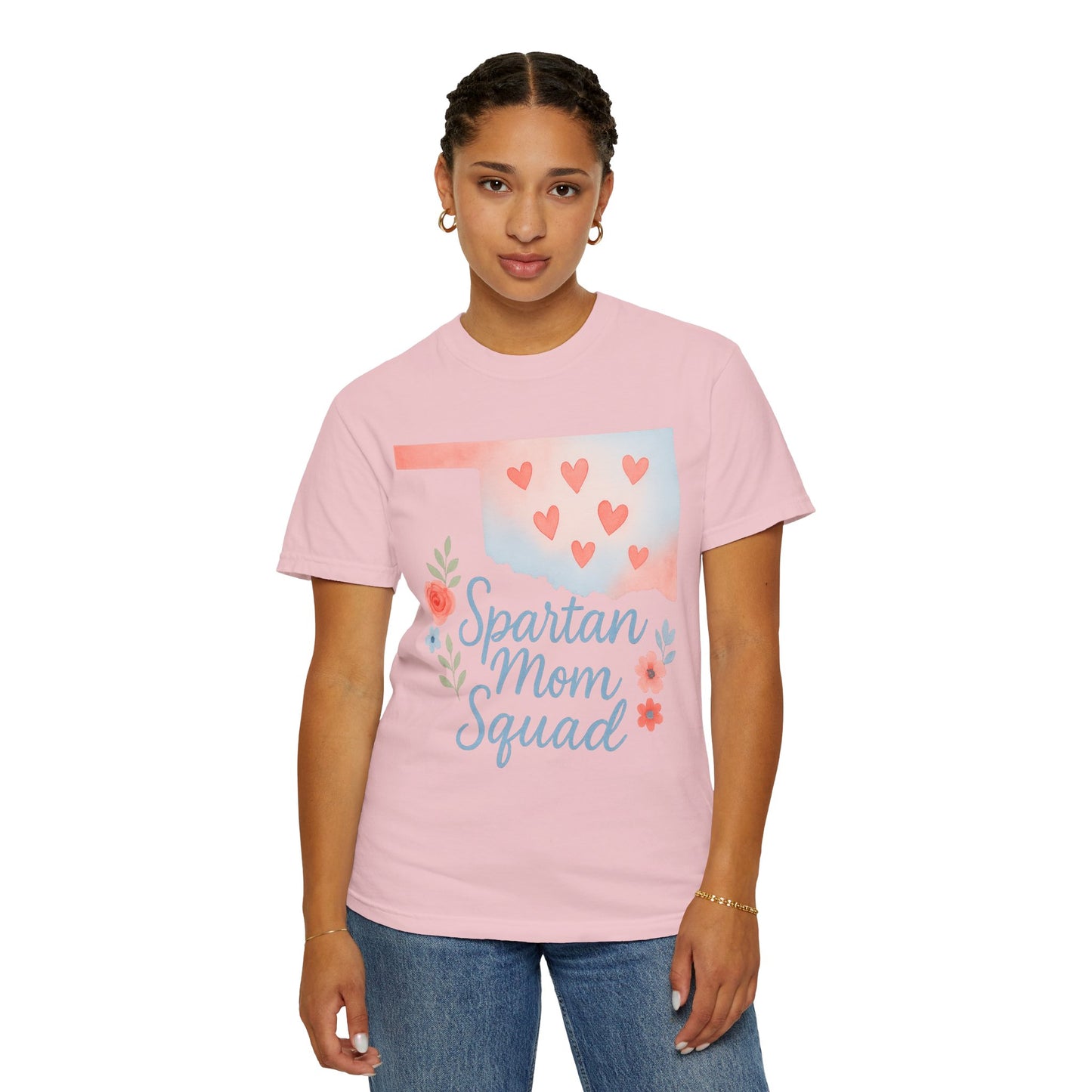 Spartan Mom Squad Bixby OK Watercolor Comfort Colors Tee