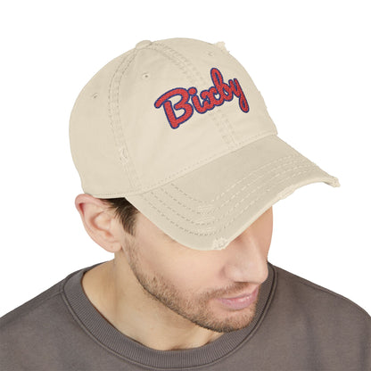 Bixby Spartans Distressed Dad Hat, Embroidered Red Script Bixby