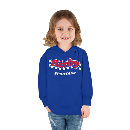 Bixby Spartans Retro Script Checkered Toddler Hoodie – Little Spartan Game Day Hoodie