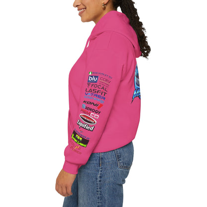 RV Megawatt Hoodie — Retro Camper Graphic Pullover with Sponsor Sleeve Logos