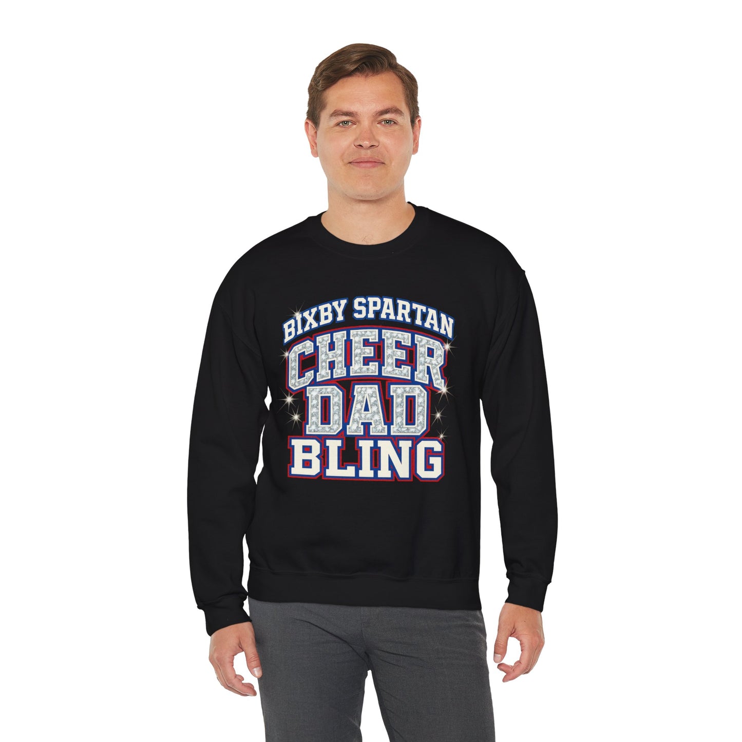 Bixby Spartan Cheer Dad Bling Gildan Sweatshirt
