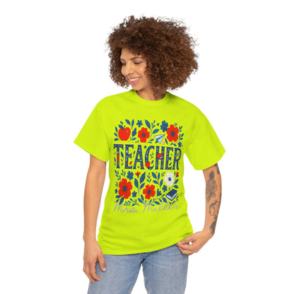 Floral Teacher Personalized Spartan Gildan Tee