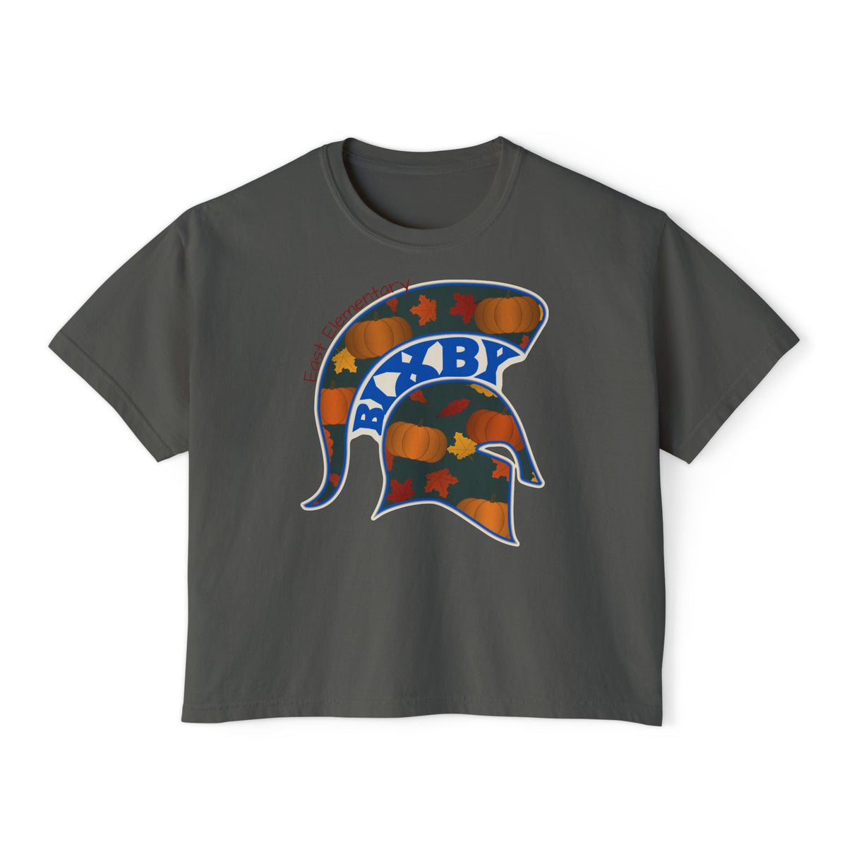 Bixby Spartans East Elementary Pumpkin Patch Helmet Women's Boxy Tee – Fall Mom Shirt