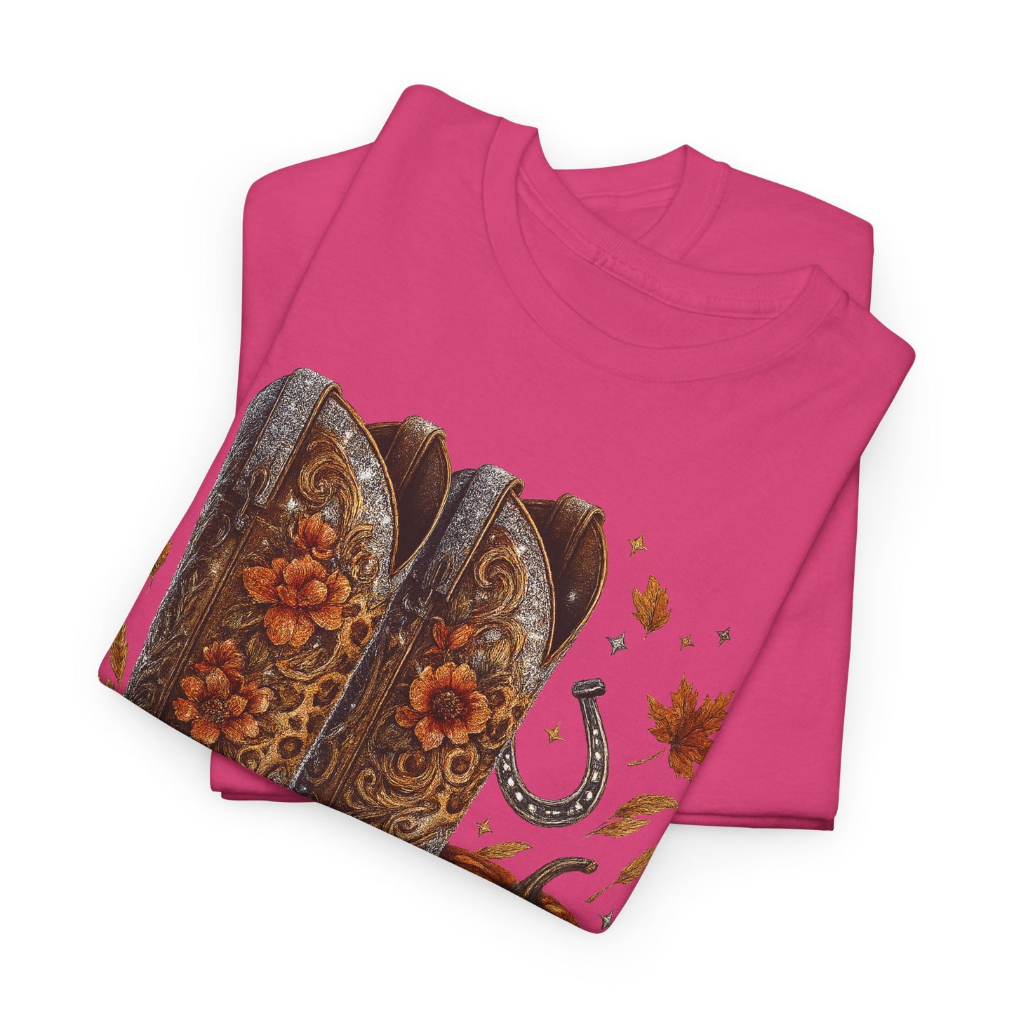 Fall Floral Bling Boots Country Gildan Tee