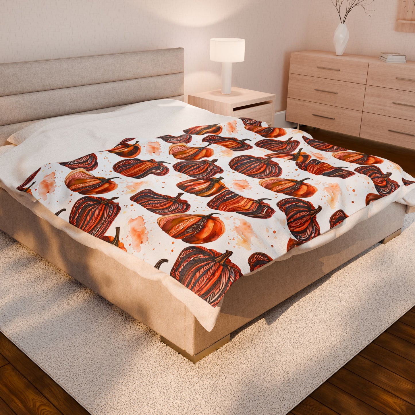 Autumn Pumpkin Paradise Velveteen Plush Blanket