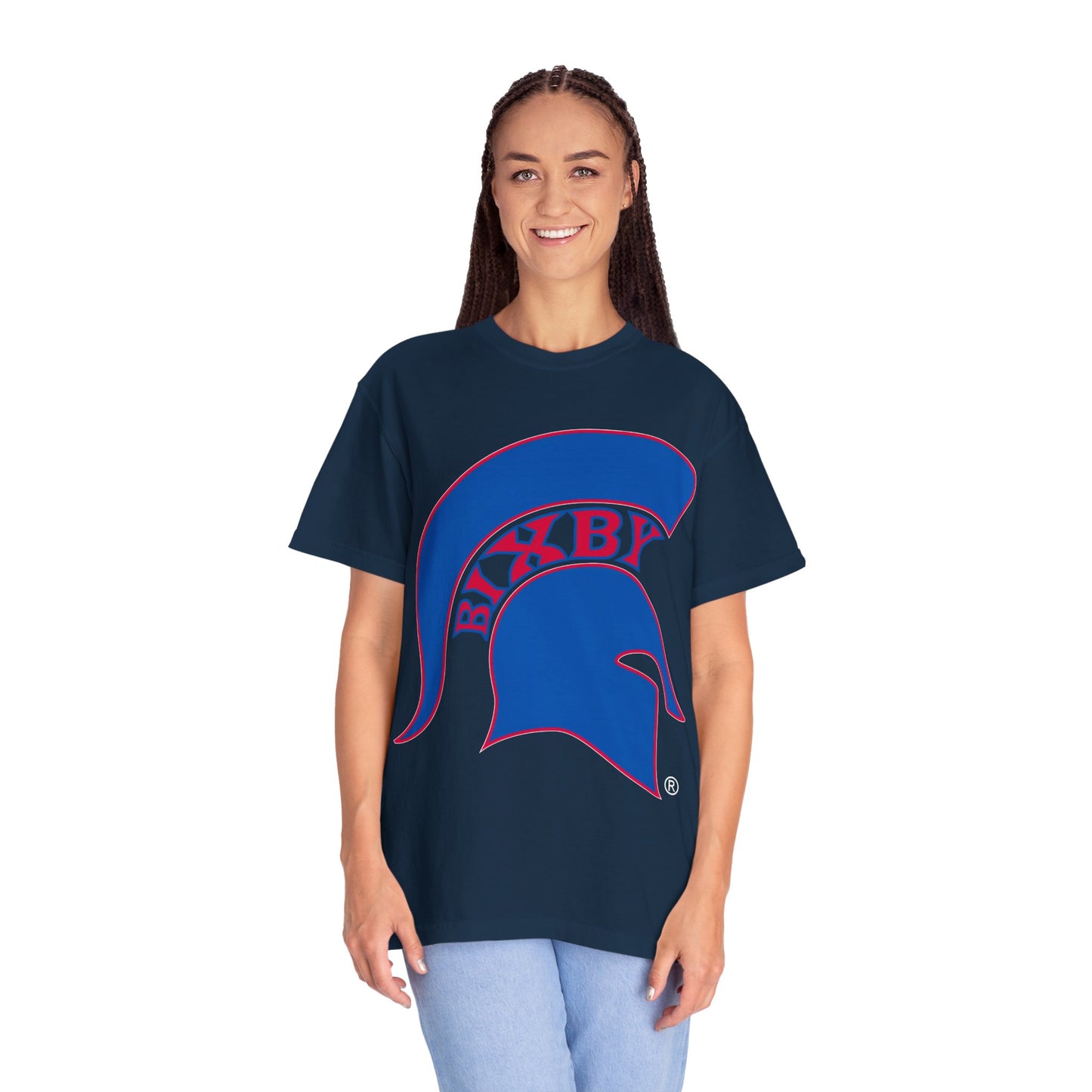 Bixby Spartan Blue Logo Comfort Colors Tee