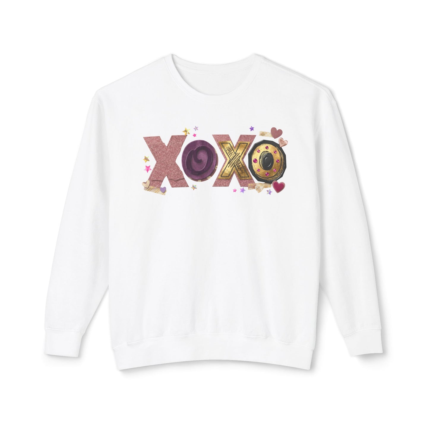 XOXO Candy Heart Graphic Comfort Colors Sweatshirt | Valentine Hearts Love Design
