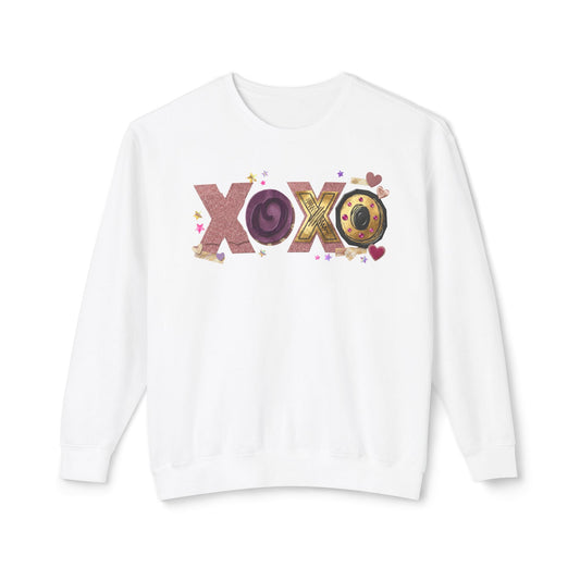 XOXO Candy Heart Graphic Comfort Colors Sweatshirt | Valentine Hearts Love Design