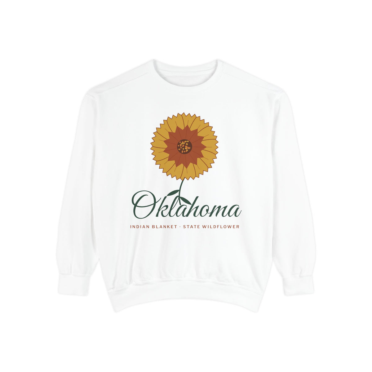 Indian Blanket Garden Script Oklahoma Crewneck Sweatshirt | Comfort Colors