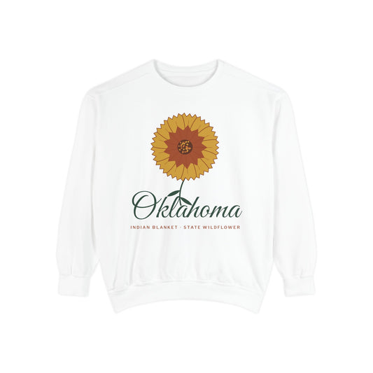 Indian Blanket Garden Script Oklahoma Crewneck Sweatshirt | Comfort Colors