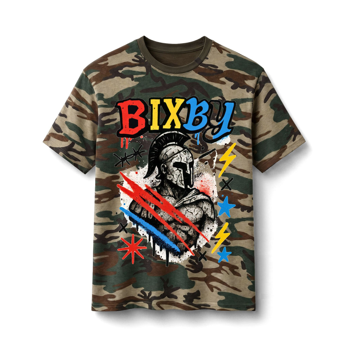Bixby Spartans Core Chaos Graffiti Cotton Camo Tee