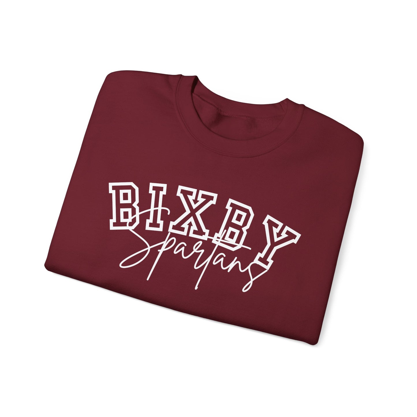 Bixby Spartans White Print Gildan Sweatshirt