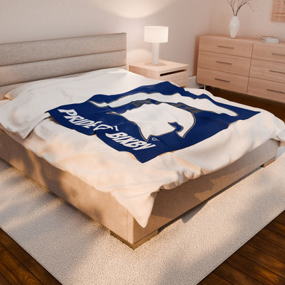 Spartan White Logo Velveteen Plush Blanket
