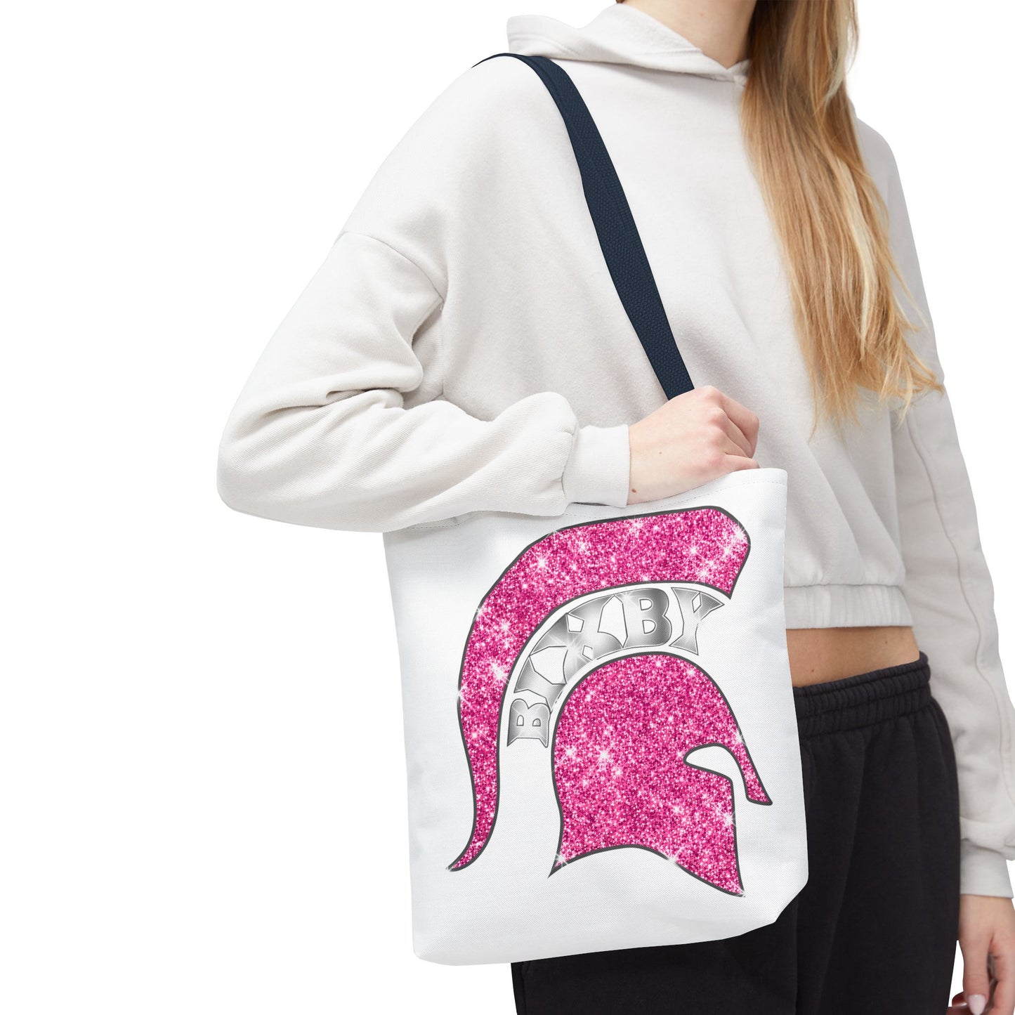Bixby Spartans Pink Bling Polyester Tote Bag