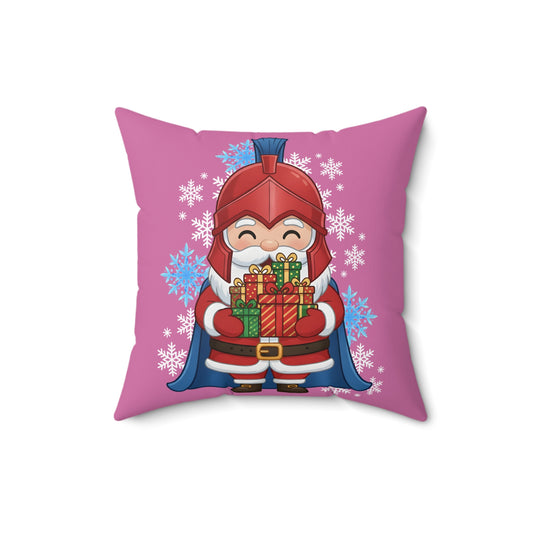 Spartan Santa Pink Christmas Pillow