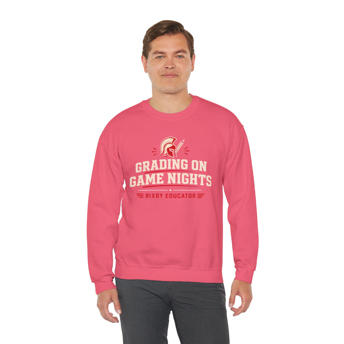 Bixby Spartans Grading On Game Nights - Funny Teacher Game Night Gift Sweatshirt
