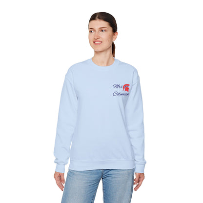 Personalized Spartan Helmet Embroidered Blue Lettering Gildan Sweatshirt