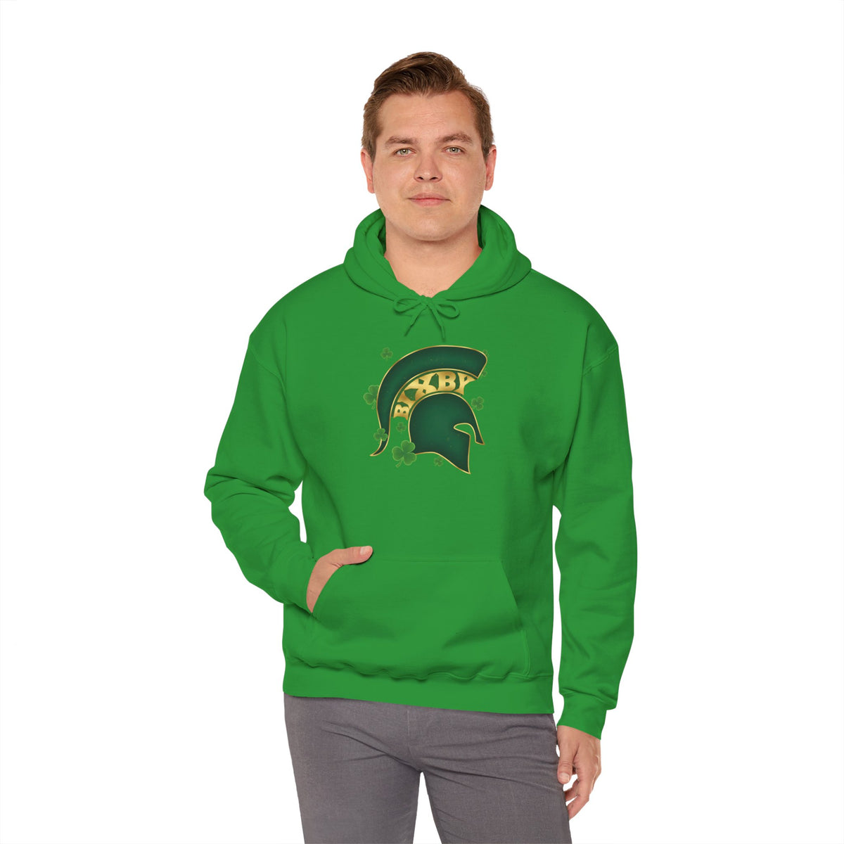 St. Patty's Good Luck Spartan Helmet Adult Gildan Hoodie