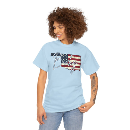 Oklahoma Flag Bixby Script Gildan Tee