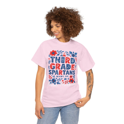 Floral Third Grade Spartan Gildan Tee