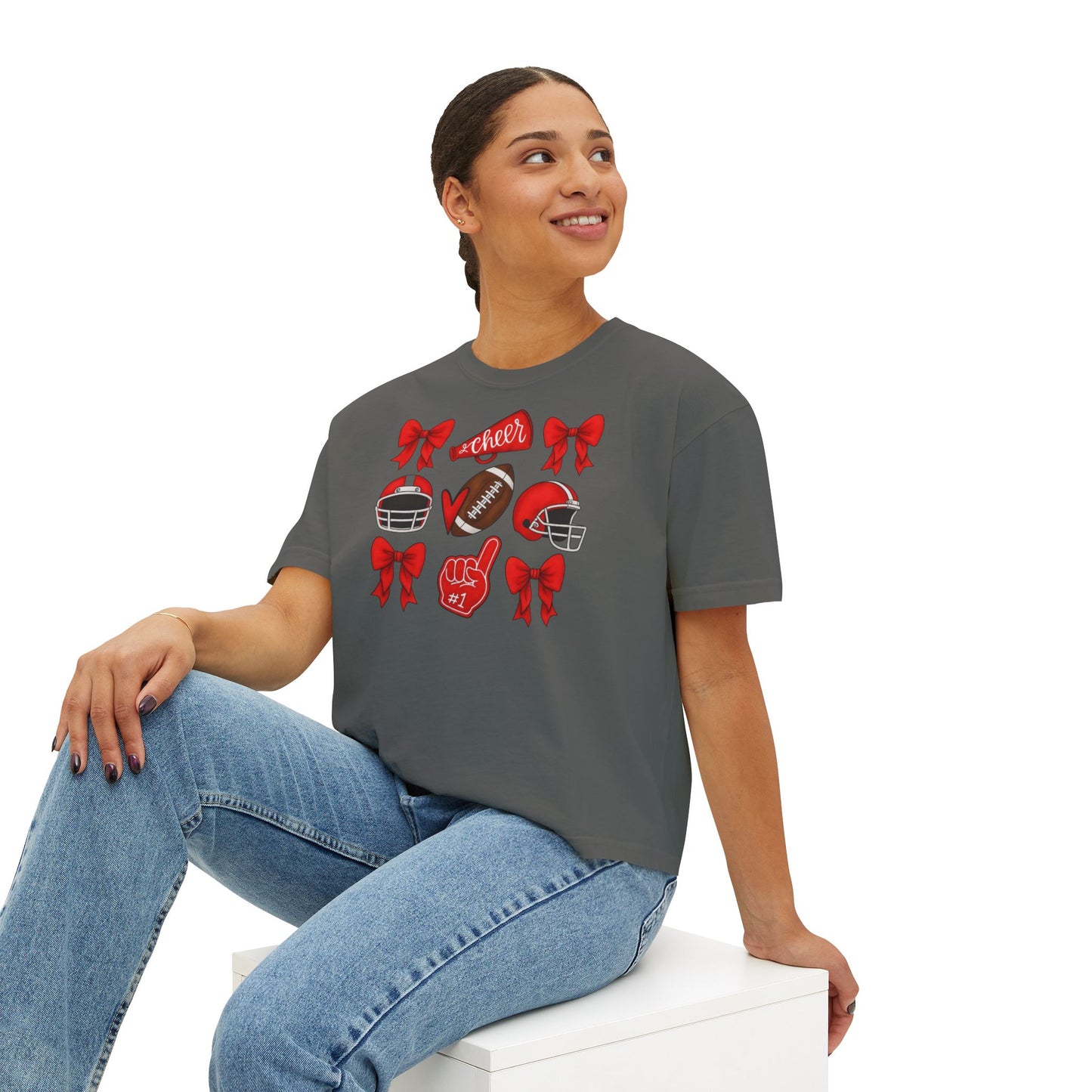 Spartan Red Cheer & Football Comfort Colors Boxy Tee