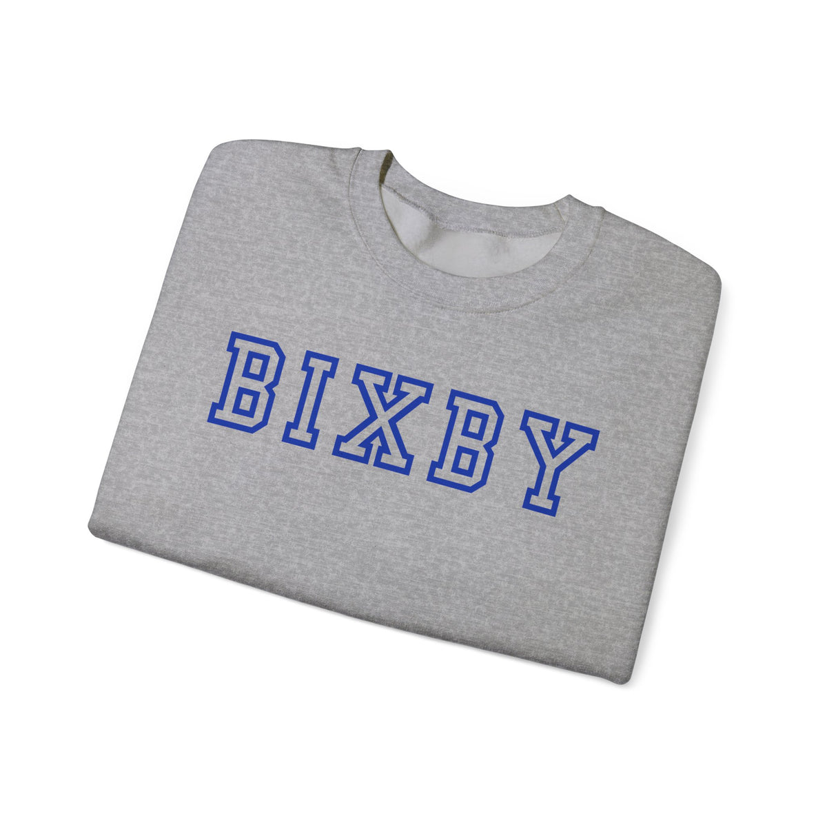 Bixby Spartans Bold Letter With Sleeve Blue Logo Sweatshirt