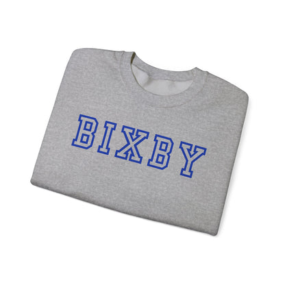 Bixby Spartans Bold Letter With Sleeve Blue Logo Sweatshirt