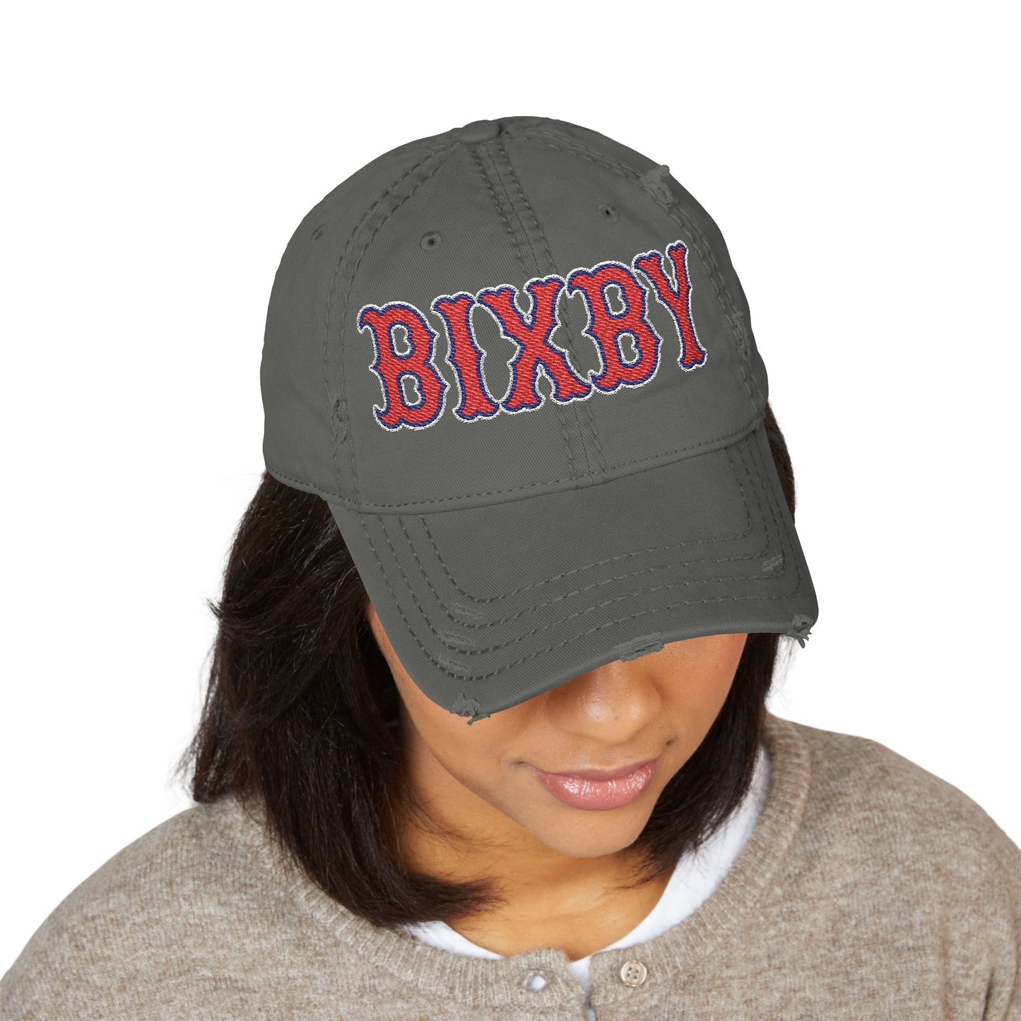 Distressed Embroidered 'BIXBY' Vintage Baseball Cap