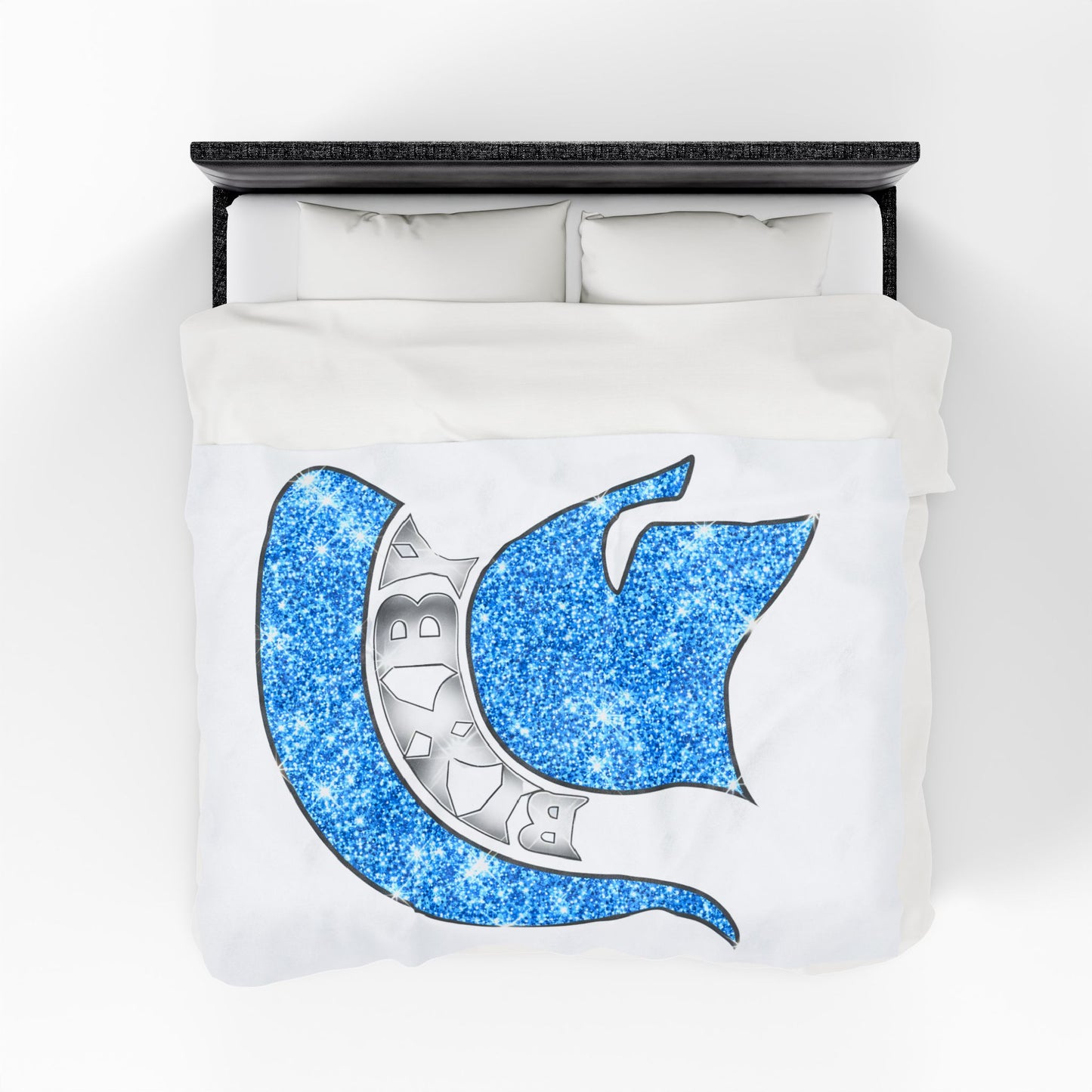 Spartan Blue Bling Logo Velveteen Plush Blanket