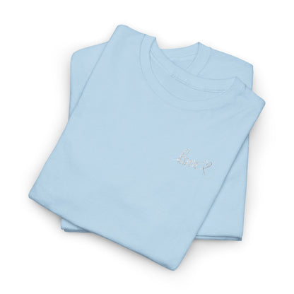 Minimalist Love Script Heart Embroidered Tee | Valentine's Shirt