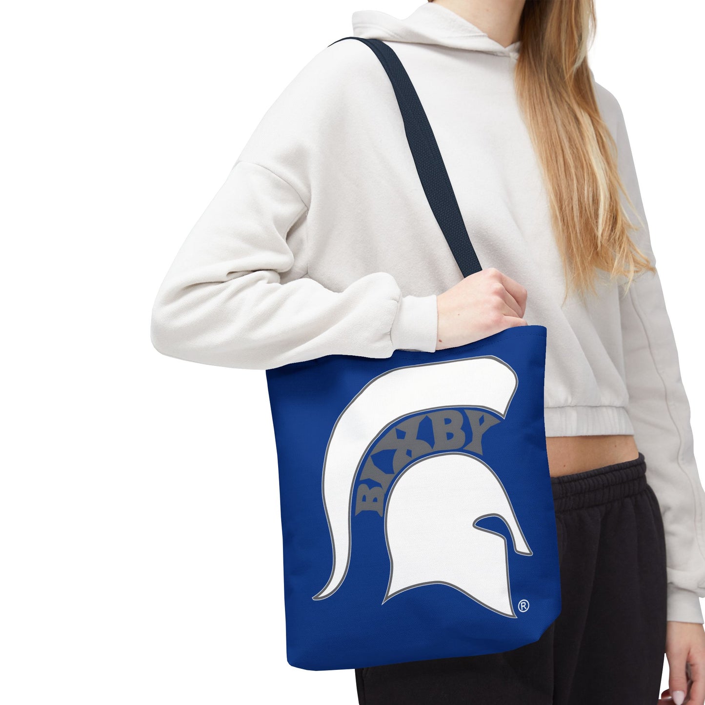 Bixby Spartans White Logo Royal Blue Polyester Tote Bag