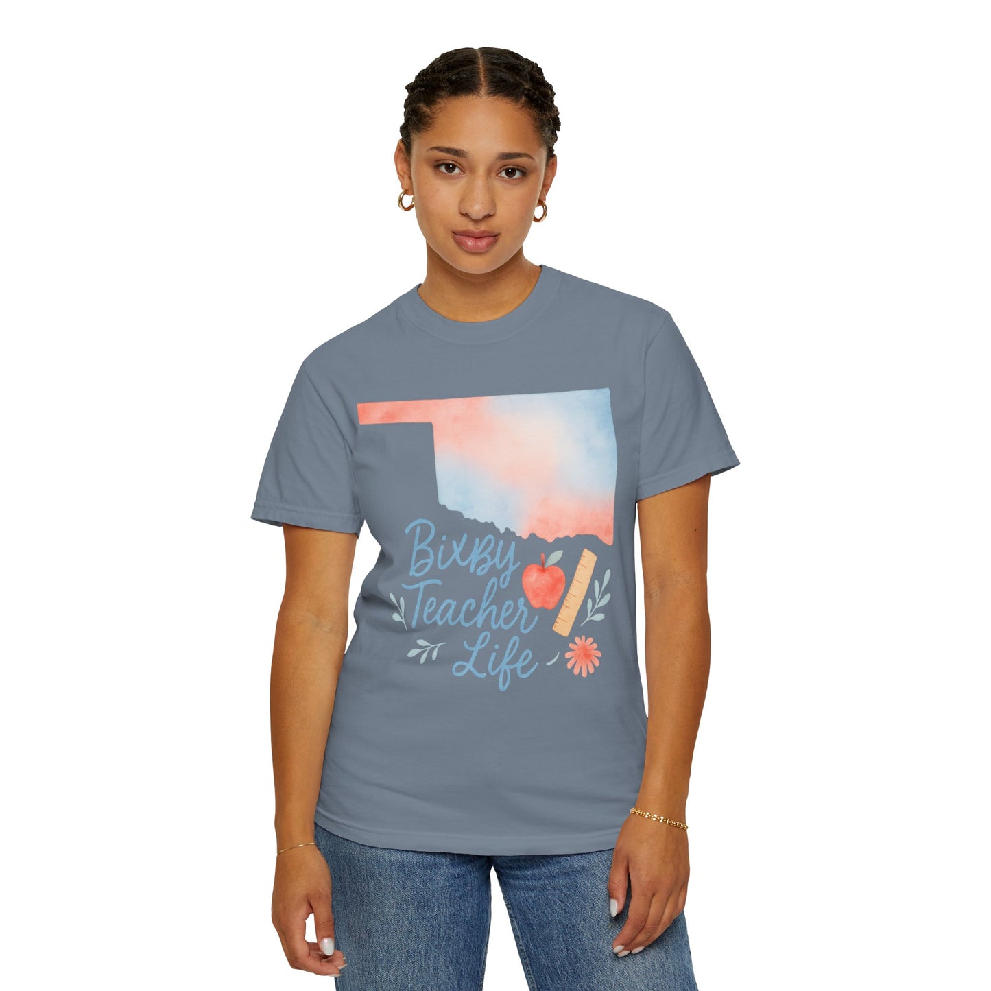 Teacher Life Bixby OK Watercolor Comfort Colors Tee