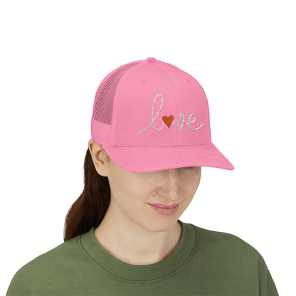 Love Script Snapback Trucker Cap | Sparkle Heart Embroidery