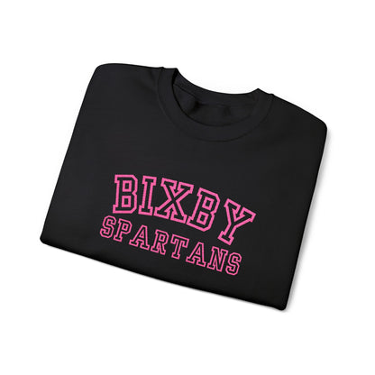Bixby Spartans Embroidered Pink Font Gildan Sweatshirt