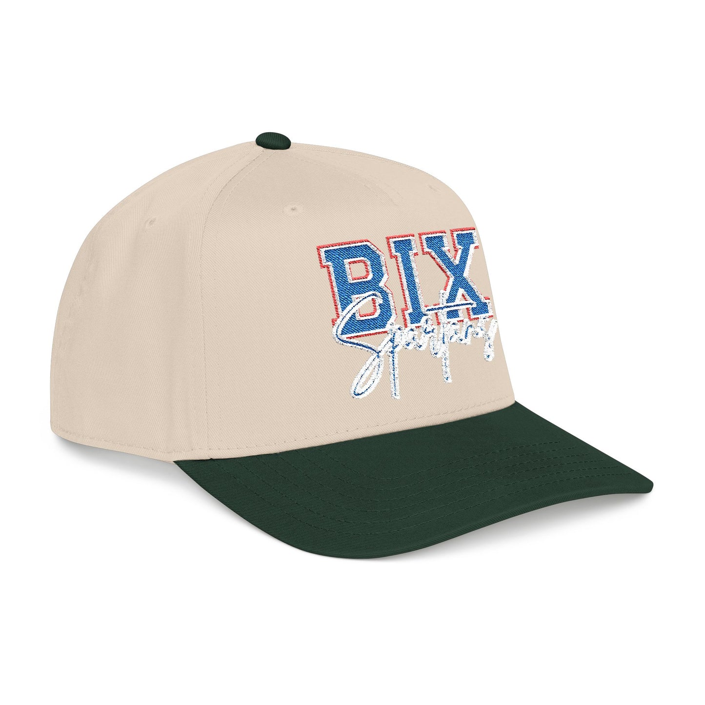 Embroidered BIX Script Baseball Cap — Retro Distressed Patch Hat