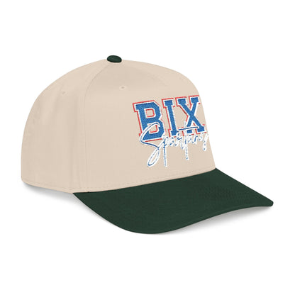 Embroidered BIX Script Baseball Cap — Retro Distressed Patch Hat