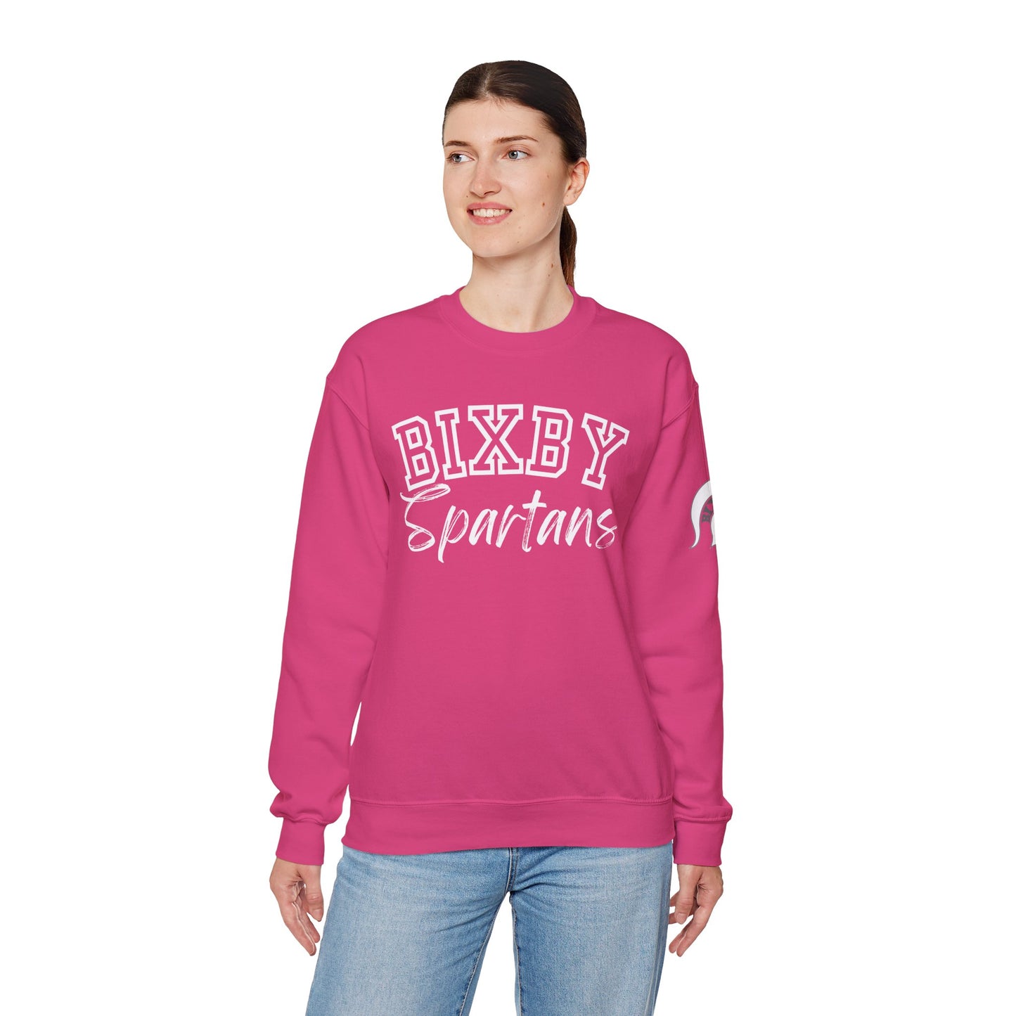 Bixby Spartans Gildan Sweatshirt with Sleeve Logo