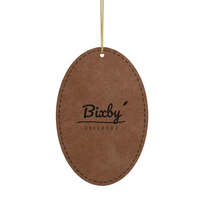 Bixby Garden Script Engraved Leatherette Ornament
