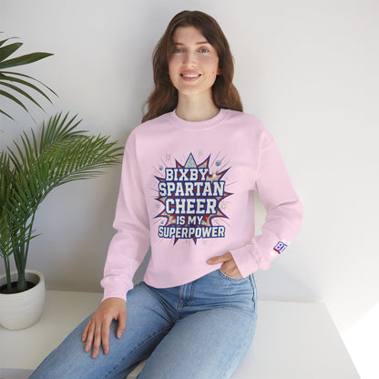 Bixby Spartan Cheer Superpower With Sleeve Print Gildan Sweatshirt