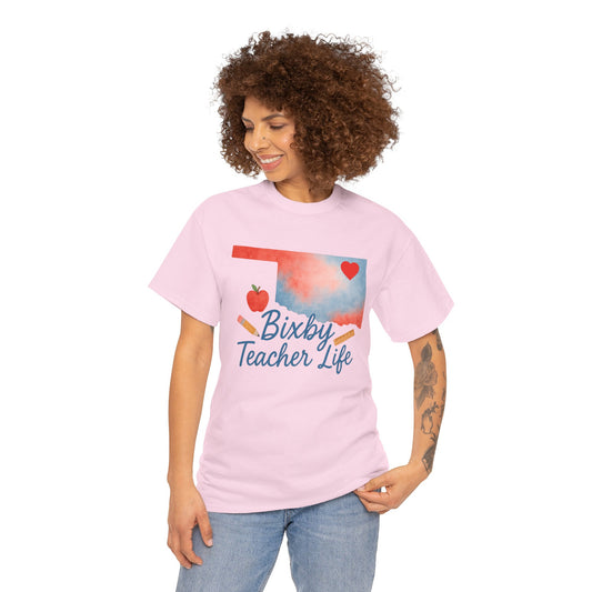 Teacher Life Bixby OK Watercolor Gildan Tee