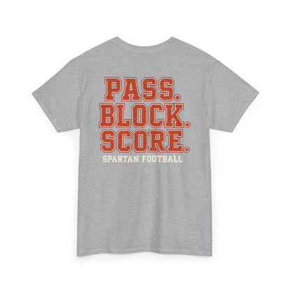 Pass. Block. Score. Spartan Football Gildan Tee
