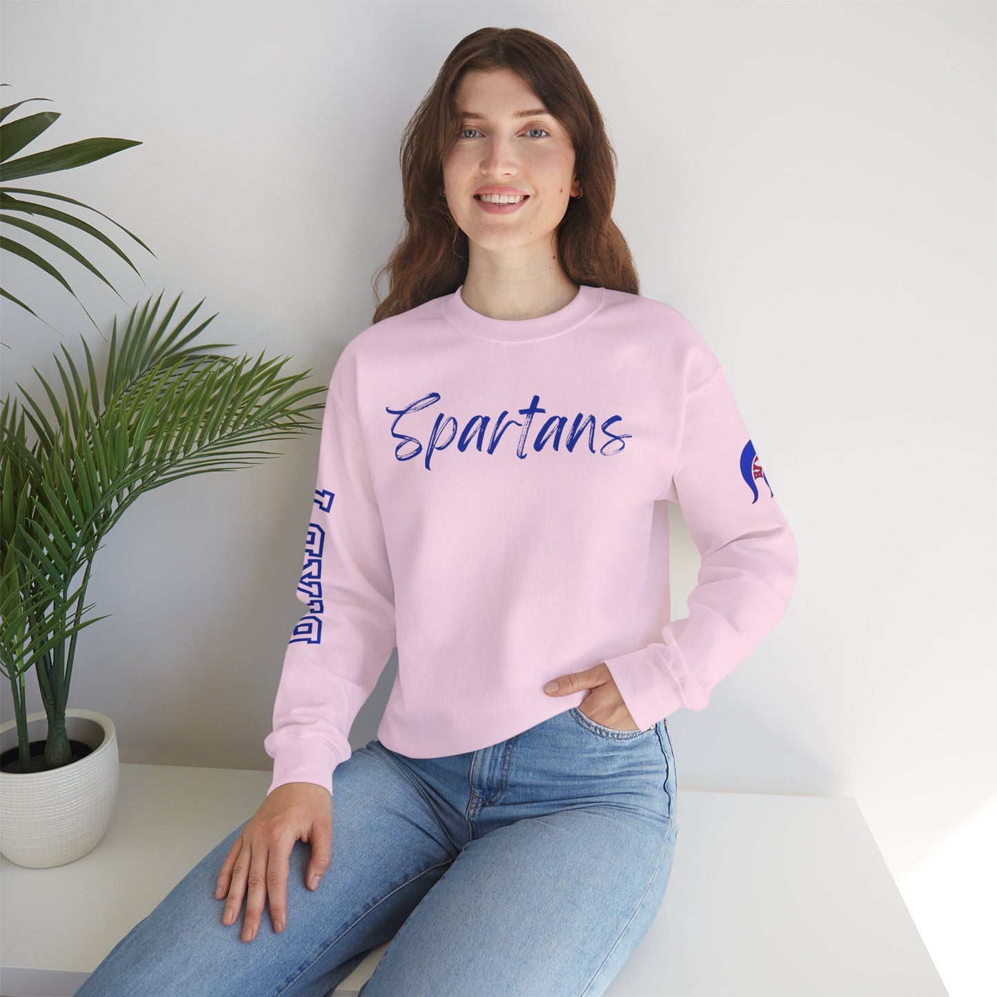 Spartans Sleeve Logo and Print Gildan Sweatshirt