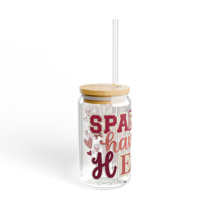Spartan Have My Heart Sipper Glass 16oz – Clear Bamboo Lid Straw Tumbler