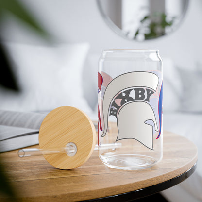 Bixby Spartans Red White And Blue Sipper Glass 16oz Tee